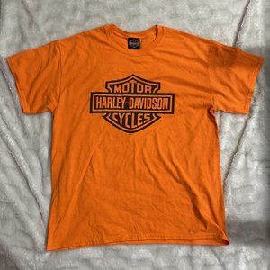 Privateers Harley-Davidson Men's Orange Cotton Blend Graphics T-Shirt Size Large